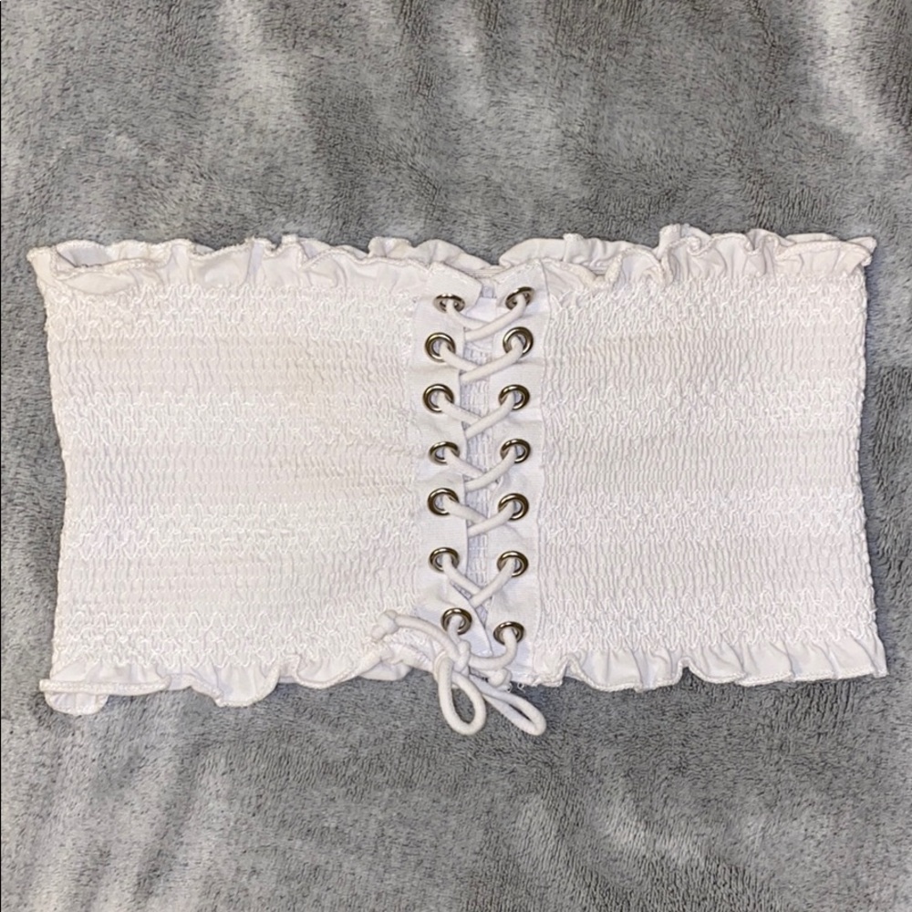 white tie up crop top